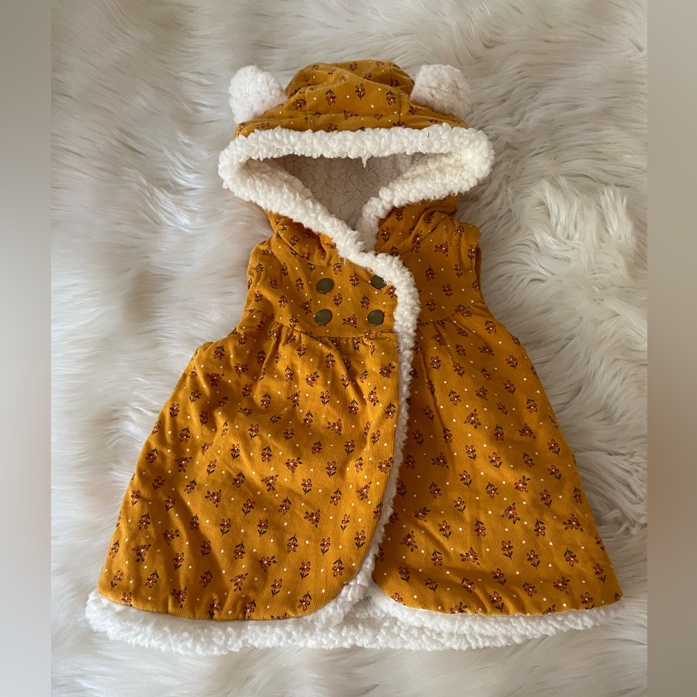 Aspen Kids Floral Faux Sherpa Hooded Button up Girls Best Sz 24 no